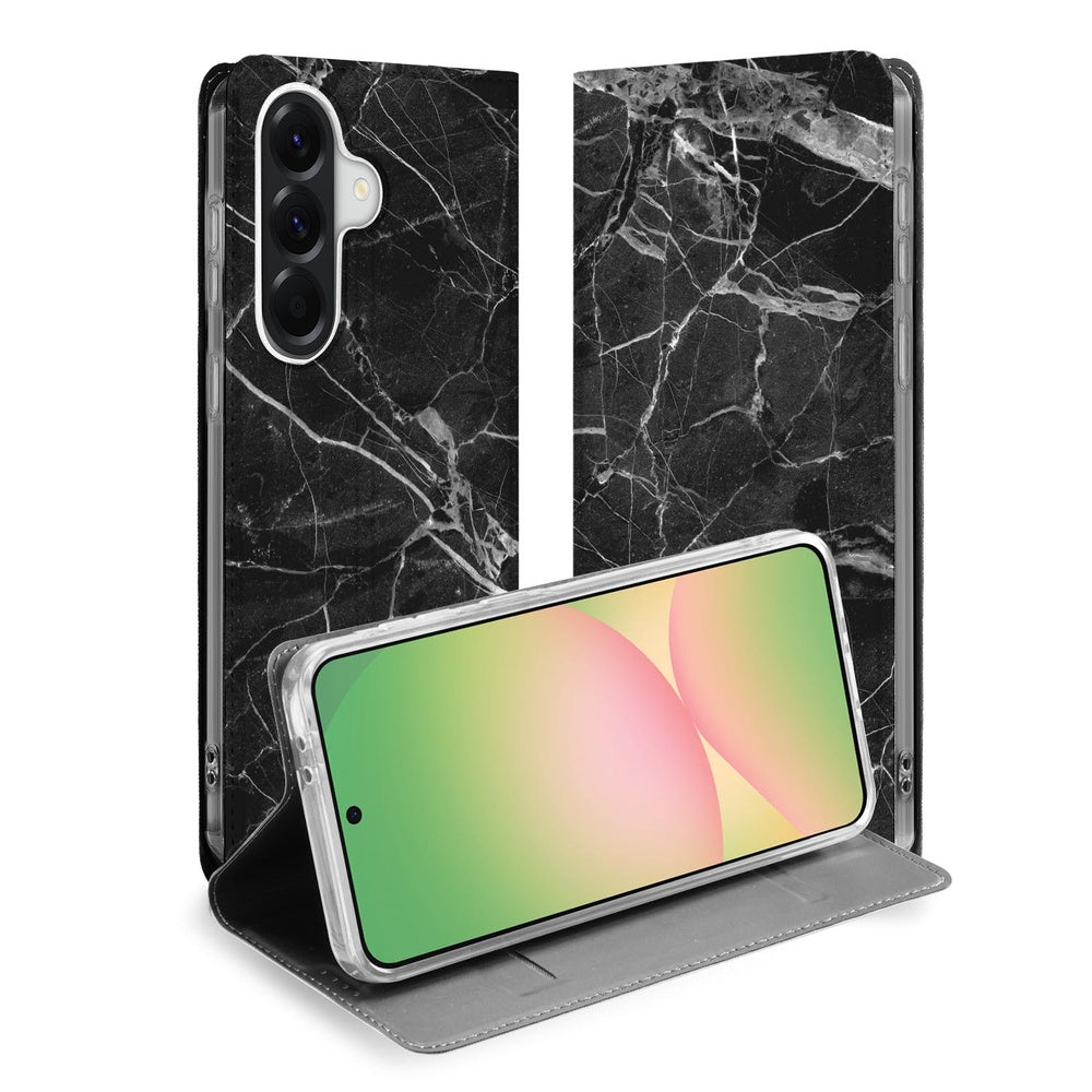 Samsung Galaxy A57 Telefoonhoesje Marmer Zwart Vooraanzicht.