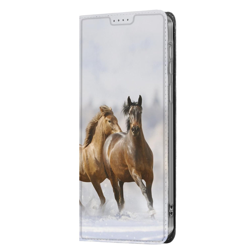 Samsung Galaxy A57 Book Wallet Case Paarden vooraanzicht.