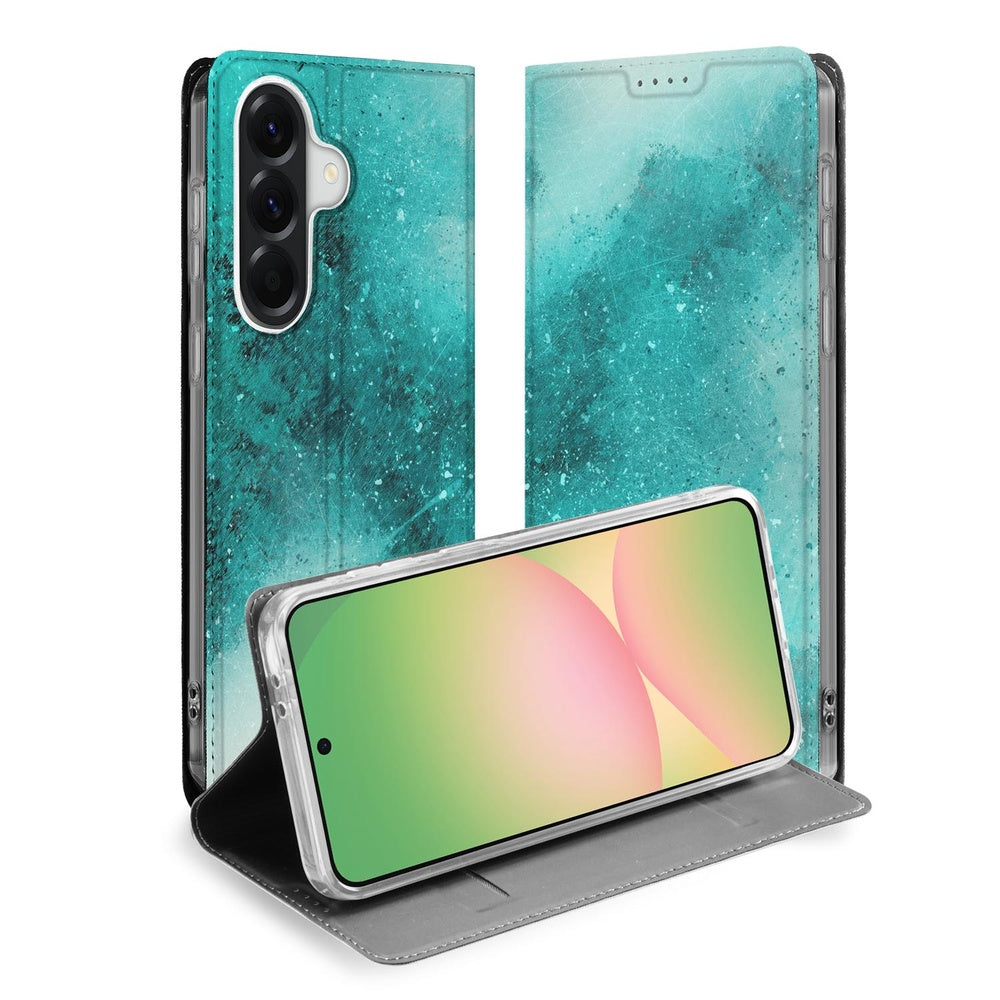 Samsung Galaxy A57 Book Case Painting Blue Vooraanzicht.