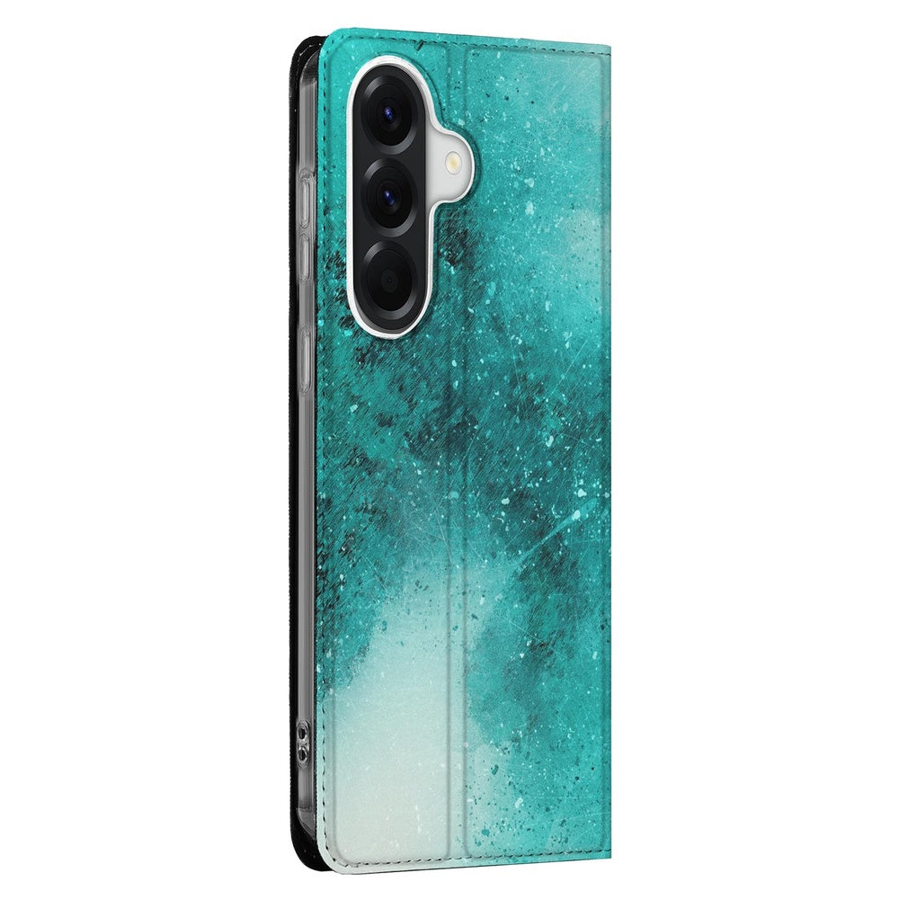 Samsung Galaxy A57 Book Case Painting Blue Vooraanzicht.