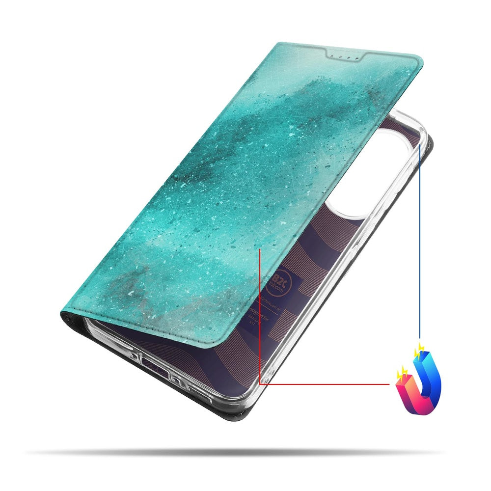 Samsung Galaxy A57 Book Case Painting Blue Vooraanzicht.