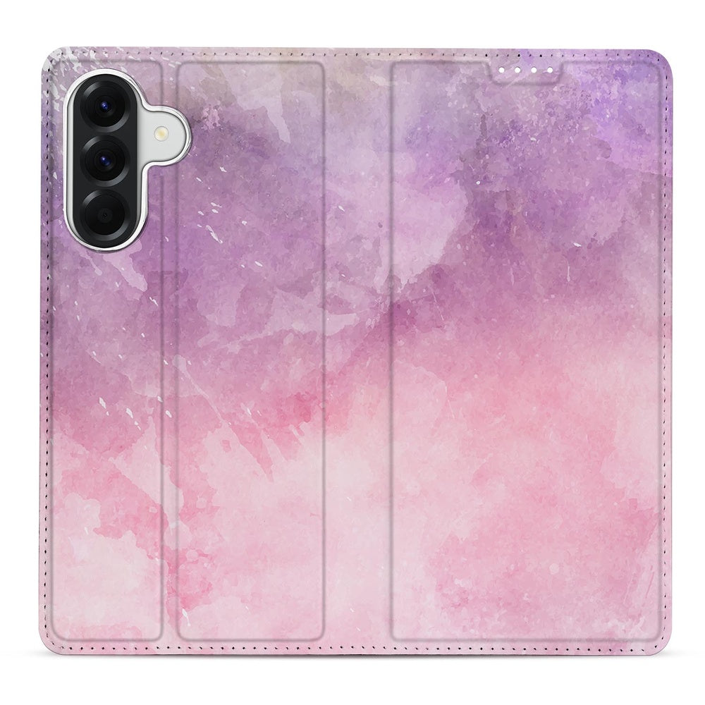 Samsung Galaxy A57 Book Wallet Case Pink Purple Paint Voorkant.