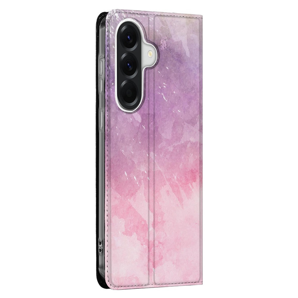 Samsung Galaxy A57 Book Wallet Case Pink Purple Paint Vooraanzicht.