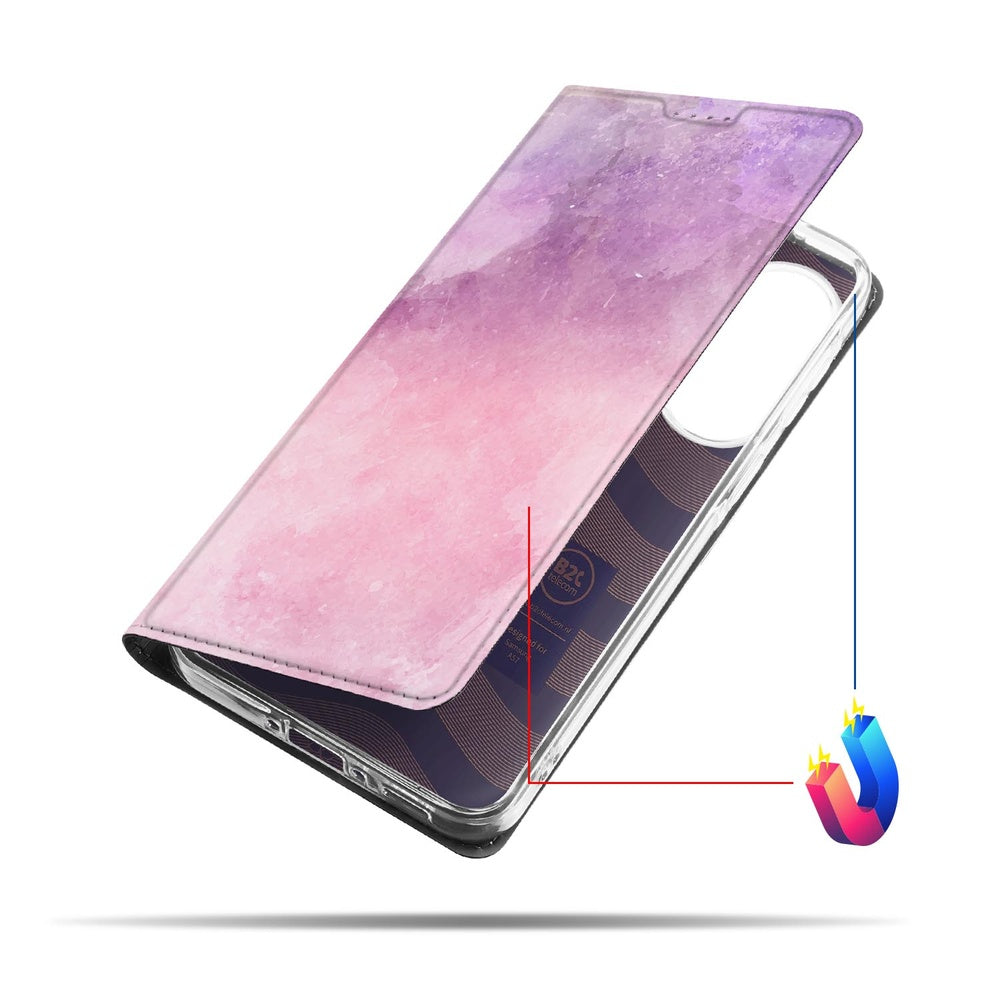 Samsung Galaxy A57 Book Wallet Case Pink Purple Paint Vooraanzicht.