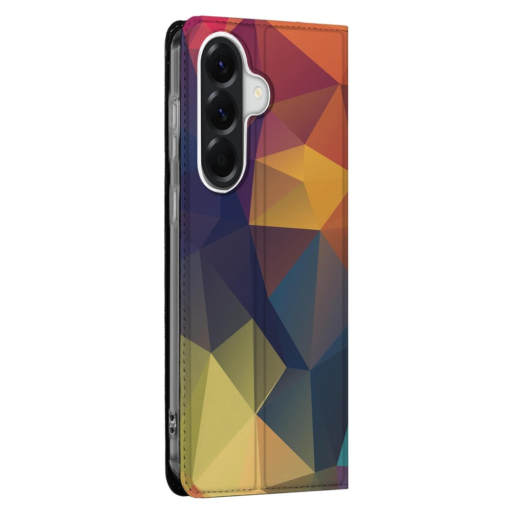 Samsung Galaxy A57 Book Wallet Case Polygon Color Voorzijde.