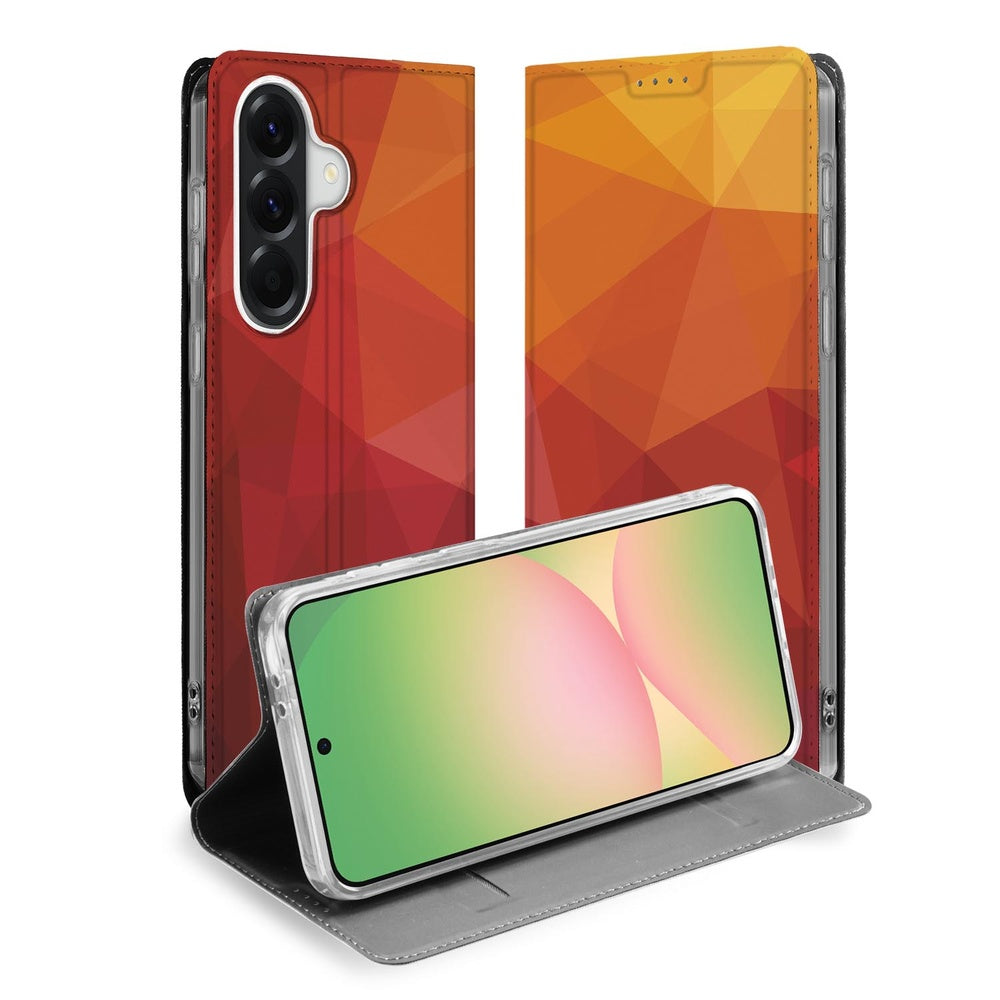 Samsung Galaxy A57 Book Case Polygon Red Vooraanzicht.