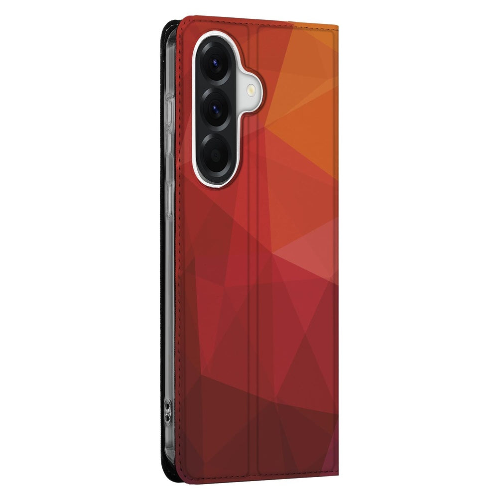 Samsung Galaxy A57 Book Case Polygon Red Vooraanzicht.