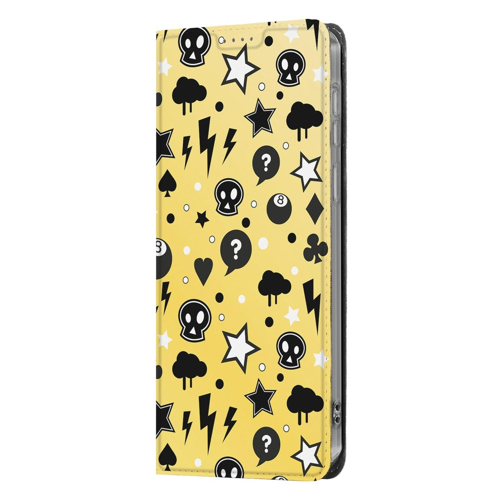 Samsung Galaxy A57 Book Cover Punk Yellow detail aanzicht.