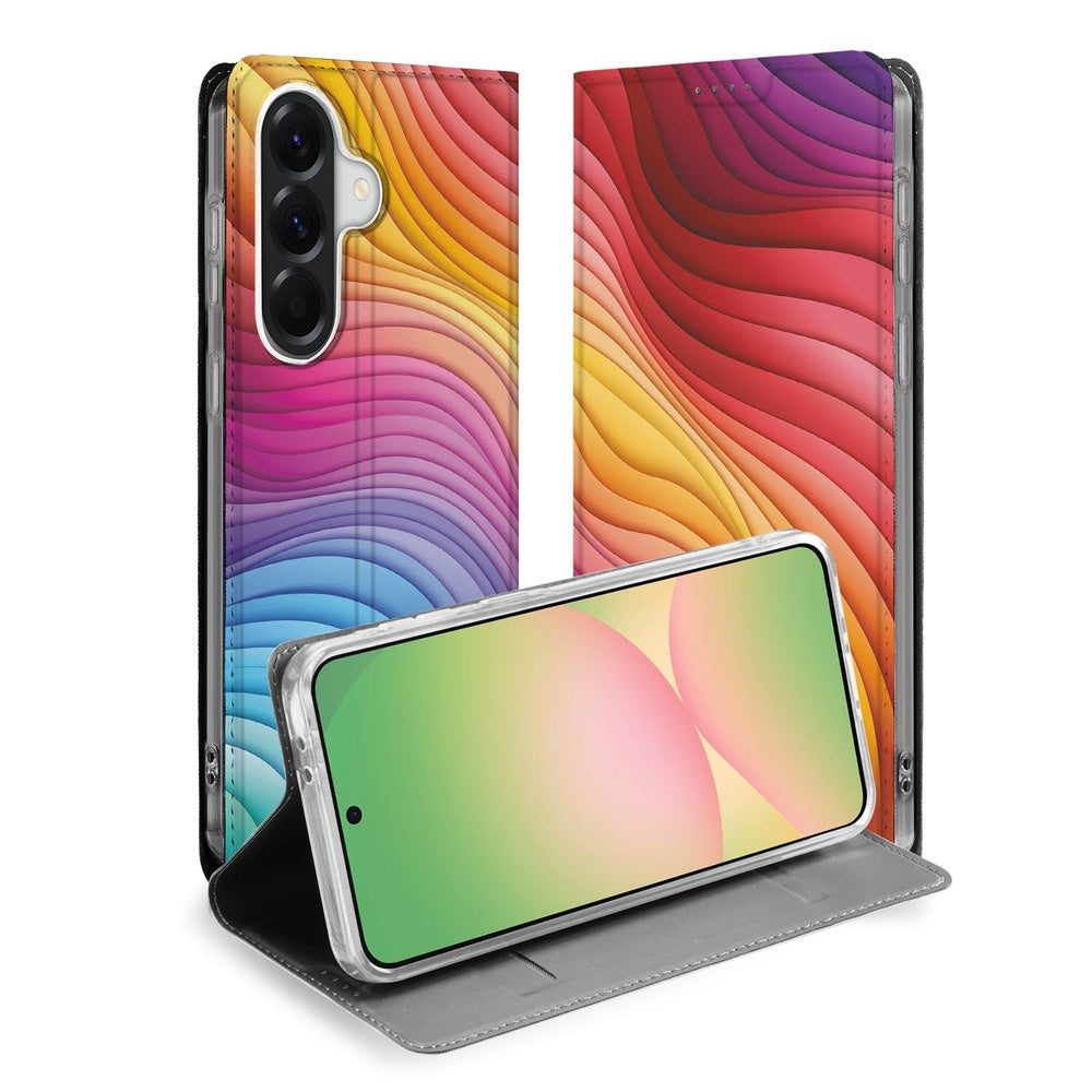 Samsung Galaxy A57 Bookcase Regenboog Vooraanzicht.
