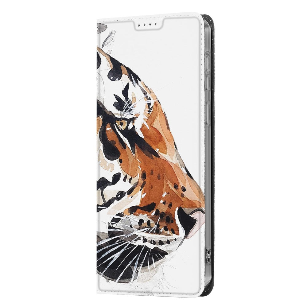 Samsung Galaxy A57 Book Cover Watercolor Tiger vooraanzicht.