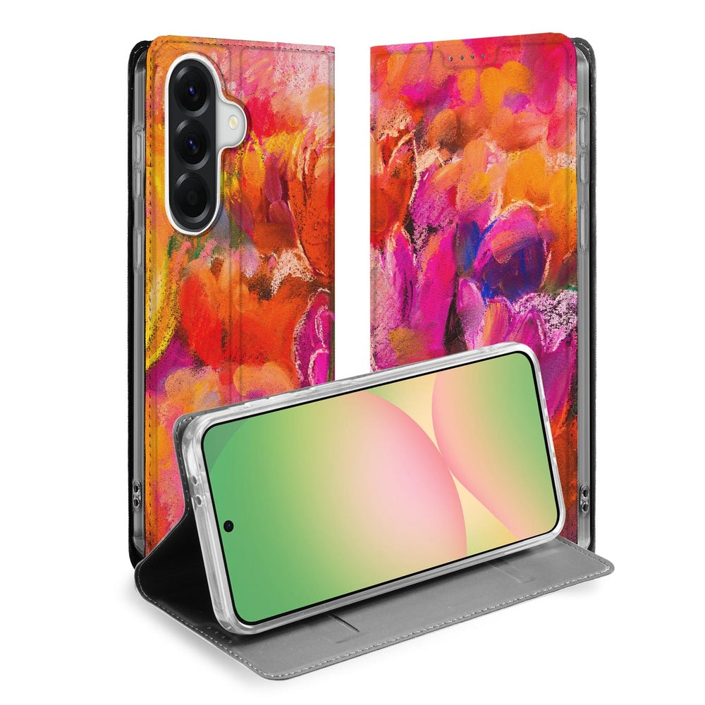 Samsung Galaxy A57 Book Wallet Case Tulips Vooraanzicht.