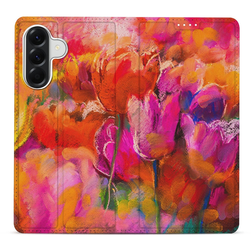 Samsung Galaxy A57 Book Wallet Case Tulips Vooraanzicht.