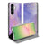 Samsung Galaxy A57 Bookcase Watercolor Paars vooraanzicht met abstract paarse print en gouden accenten.