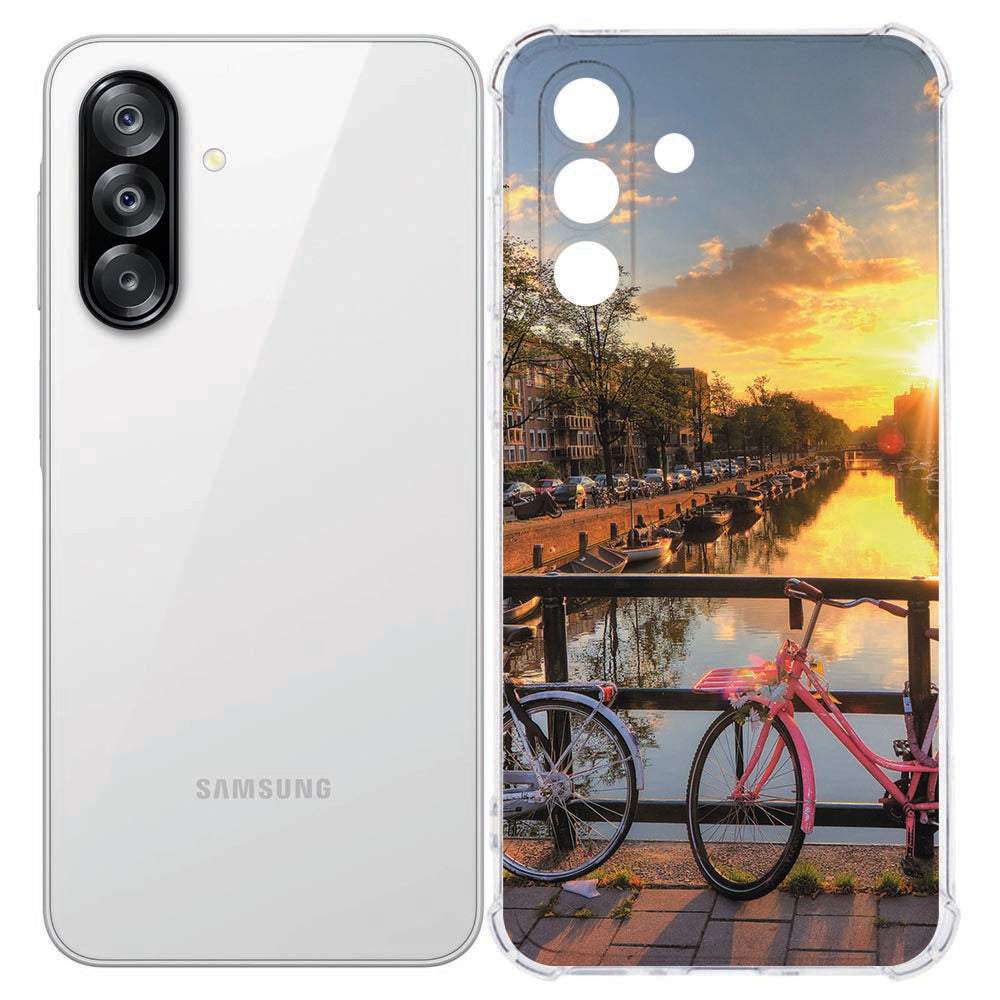 Samsung Galaxy A57 Flexibele back cover Amsterdamse Grachten Schokbestendig achteraanzicht.