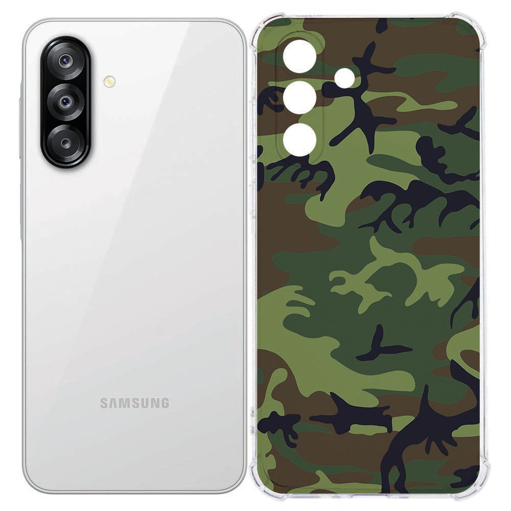 Samsung Galaxy A57 TPU Back Cover Army Dark Valbestendig camouflage ontwerp achteraanzicht.