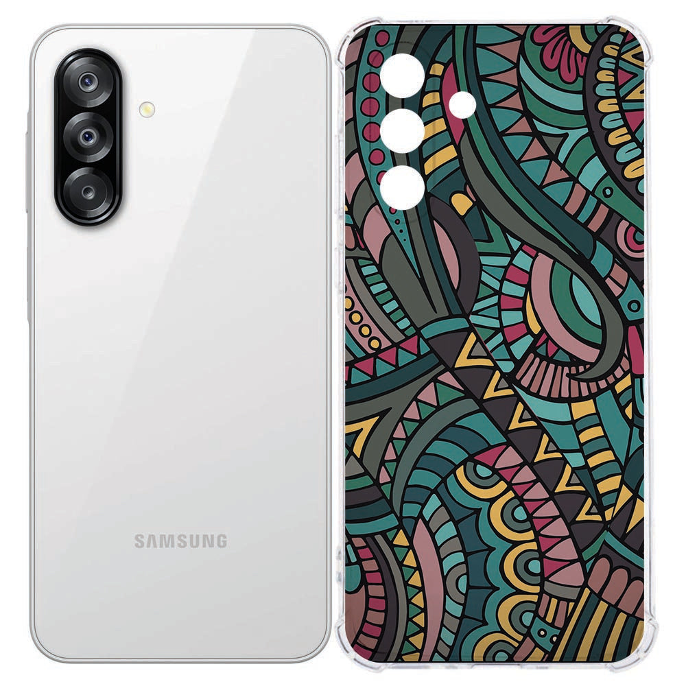 Samsung Galaxy A57 Flexibele back cover Aztec Shockproof design kleurrijk patroon achterkant.