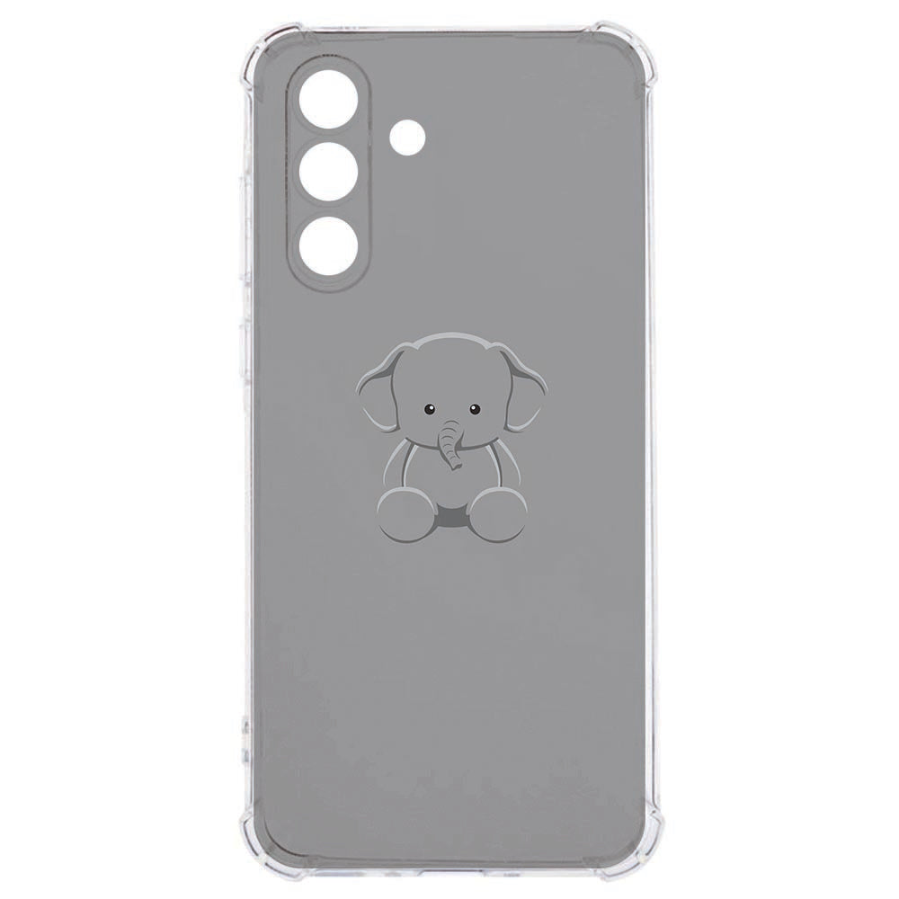Samsung Galaxy A57 TPU Back Cover Baby Olifant Antishock schattige baby olifant grijs ontwerp achterkant.