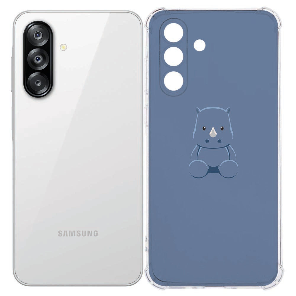Samsung Galaxy A57 TPU Siliconen Hoesje Baby Rhino Schokbestendig achterkant met schattig baby rhino design.