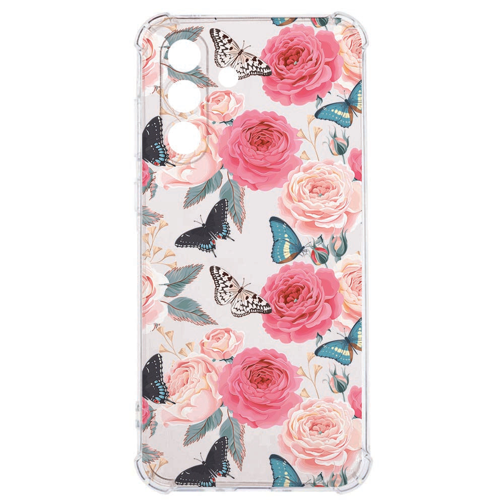 TPU Siliconen Hoesje Samsung Galaxy A57 Butterfly Roses Valbestendig