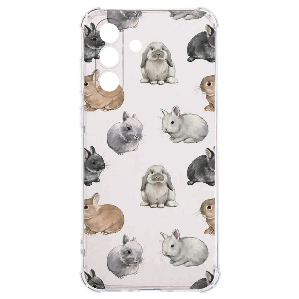 Samsung Galaxy A57 Softcase Konijntjes Schokbestendig Konijntjes patroon transparante achterkant.