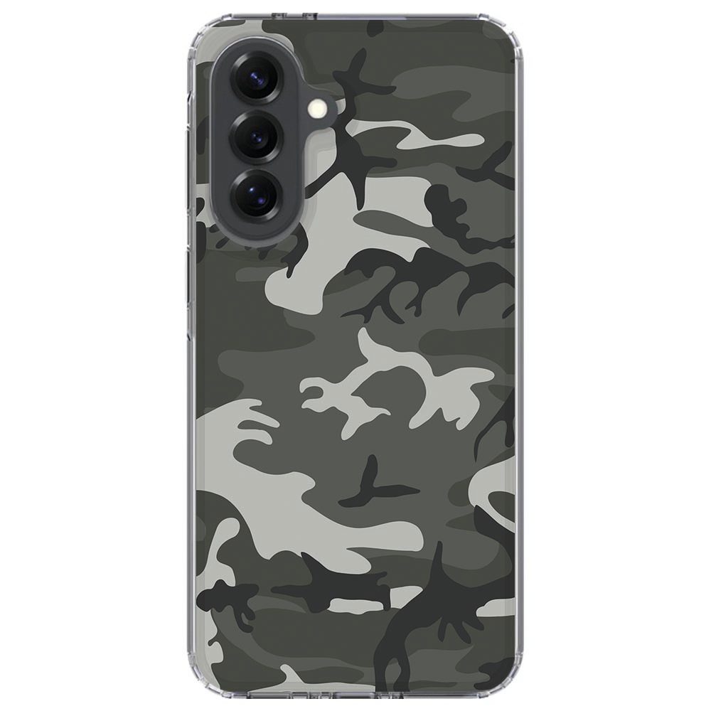 Samsung Galaxy A57 hoesje Army Light schuin vastgelegd met zicht op de camera-uitsparing