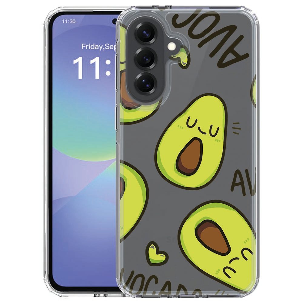 Back cover hoesje Samsung Galaxy A57 met Avocado Singing illustratie in groen en wit