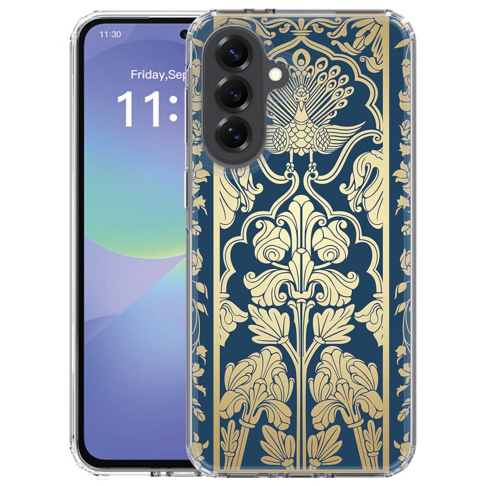 Achterkant van het Samsung Galaxy A57 siliconen hoesje met Beige Flowers bloemenprint