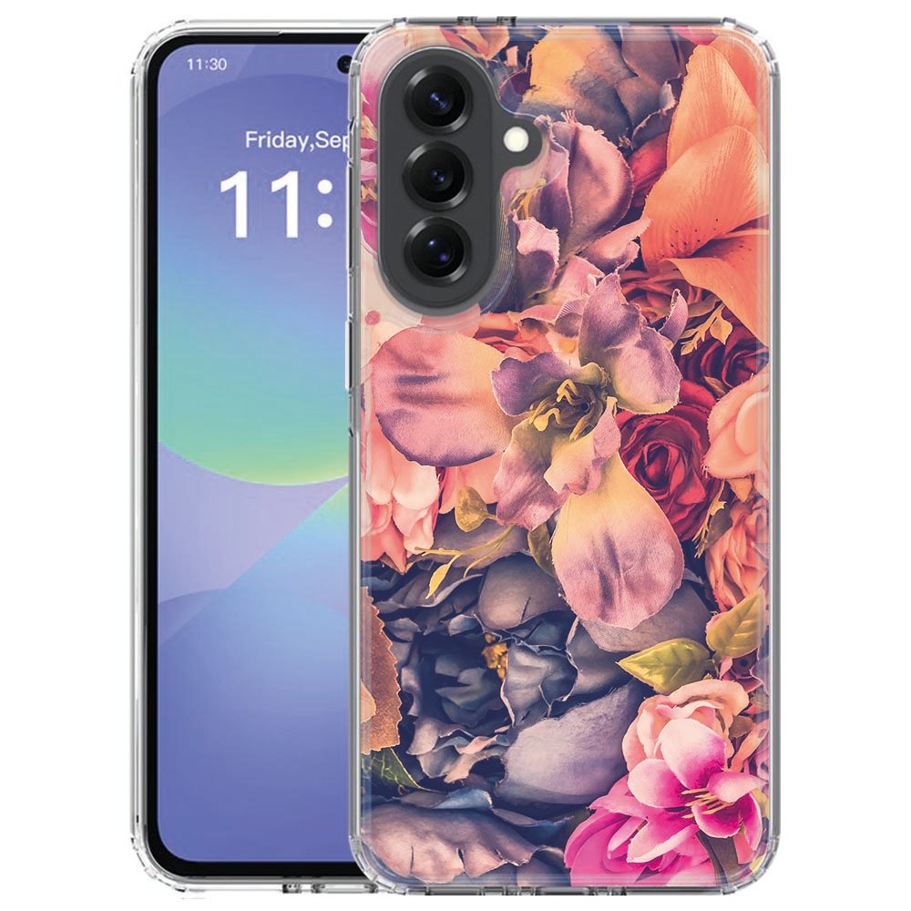 Achterkant van het Bosje Bloemen TPU hoesje voor de Samsung Galaxy A57 met roze boeketprint