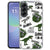 Achterkant van het Samsung Galaxy A57 back cover hoesje met groen-witte Dinosaurus print