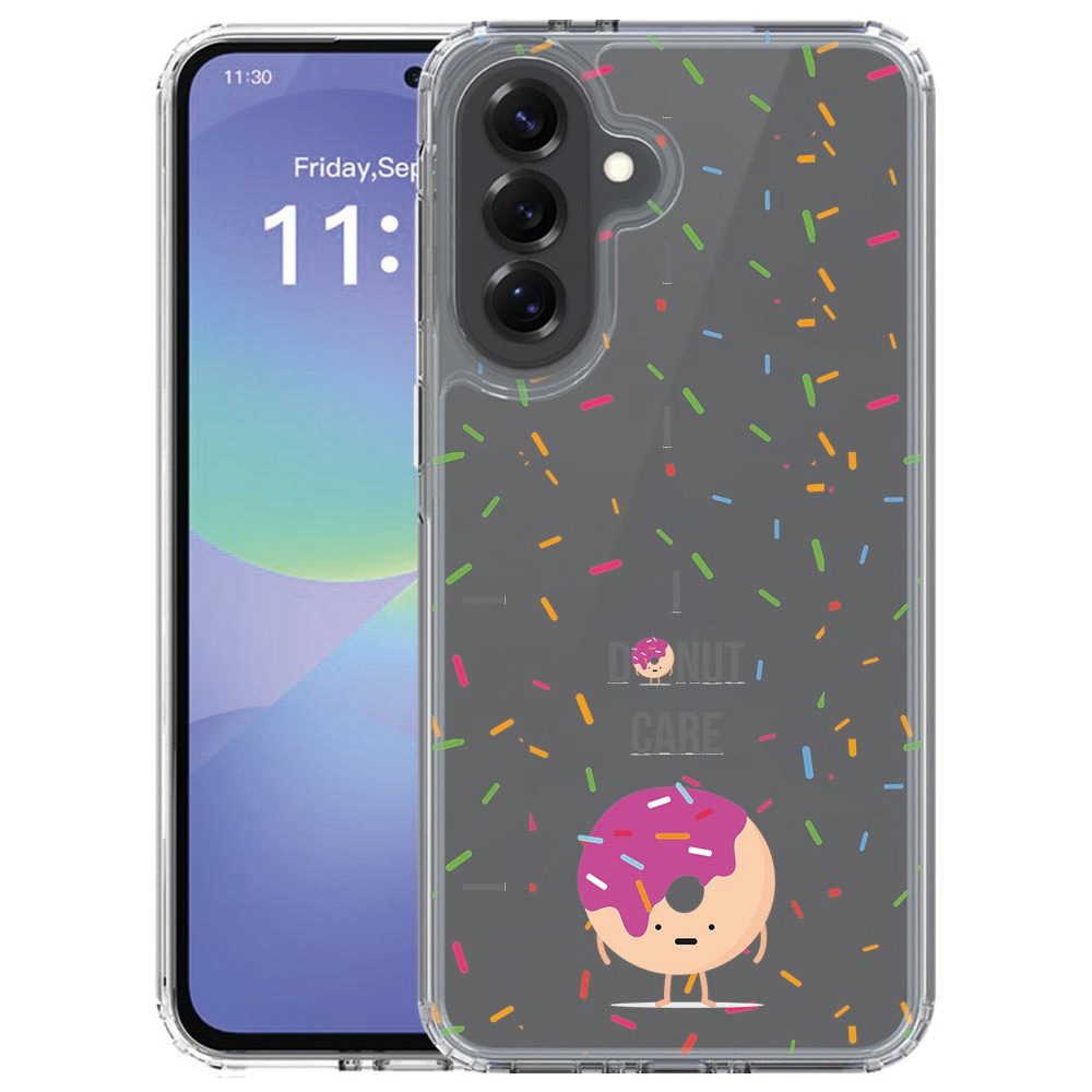 Back cover hoesje Samsung Galaxy A57 met roze Donut print, gezien vanaf de achterkant