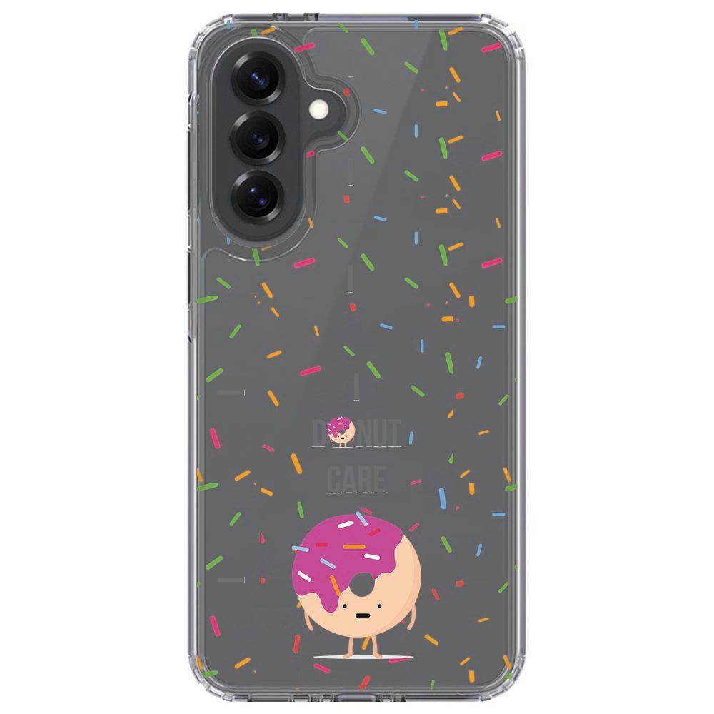 Detail van de Donut print met kleurige spikkels op het Samsung Galaxy A57 hoesje