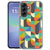 Samsung Galaxy A57 TPU hoesje met meerkleurig Funky Retro patroon, recht van achteren