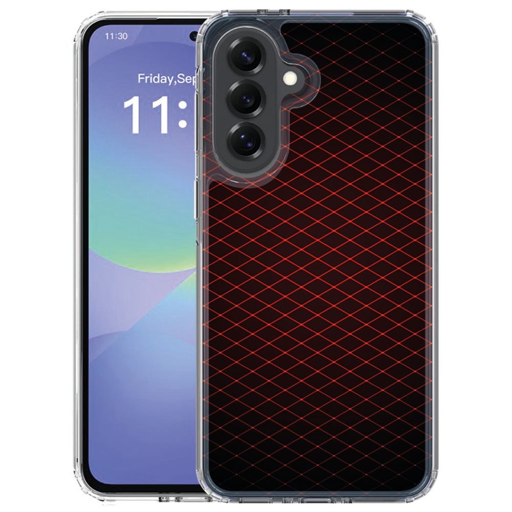 Siliconen hoesje Samsung Galaxy A57 met Geruit Rood-design in zwart en rood, achterkant