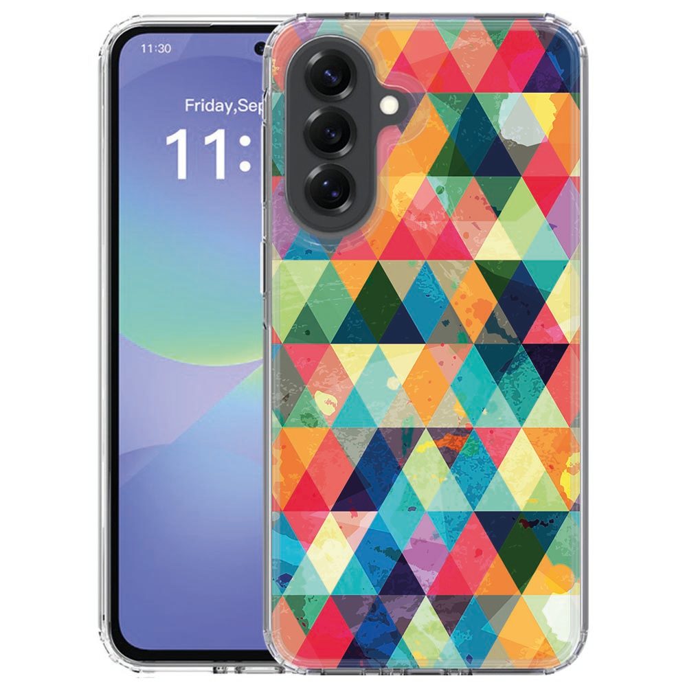 Siliconen hoesje Samsung Galaxy A57 met meerkleurig Geruit-patroon, achteraanzicht