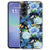 Back cover hoesje Samsung Galaxy A57 met blauw-witte IJsvogel-print, recht van achteren