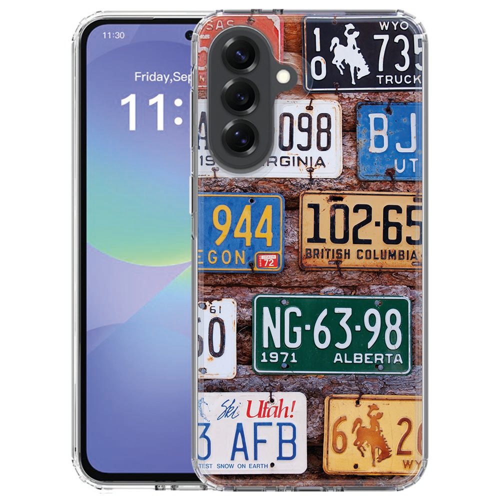 Achterkant van het Samsung Galaxy A57 softcase hoesje met Kentekenplaten print