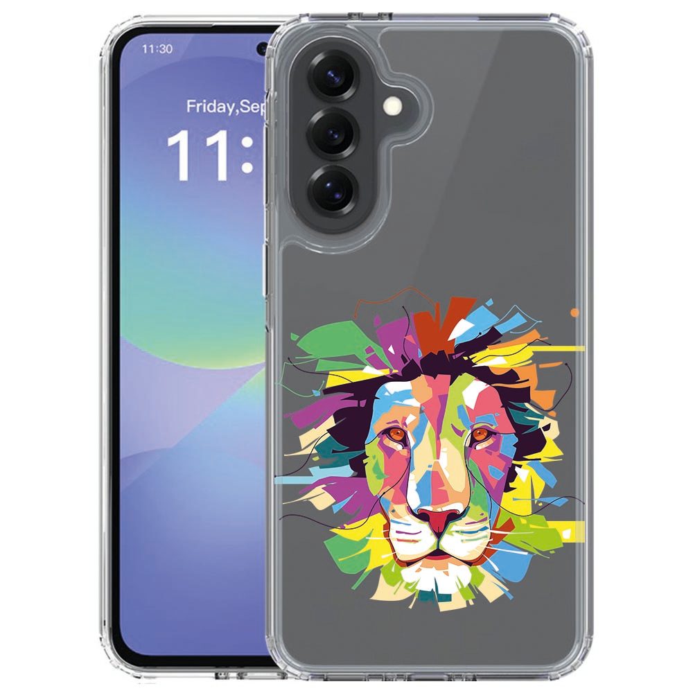 Lion Color back cover hoesje voor de Samsung Galaxy A57 met kleurrijke leeuwenkop