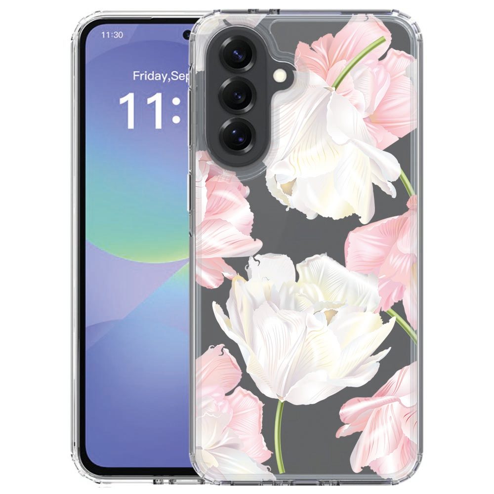 Back cover hoesje Lovely Flowers voor de Samsung Galaxy A57, achteraanzicht met bloemenprint