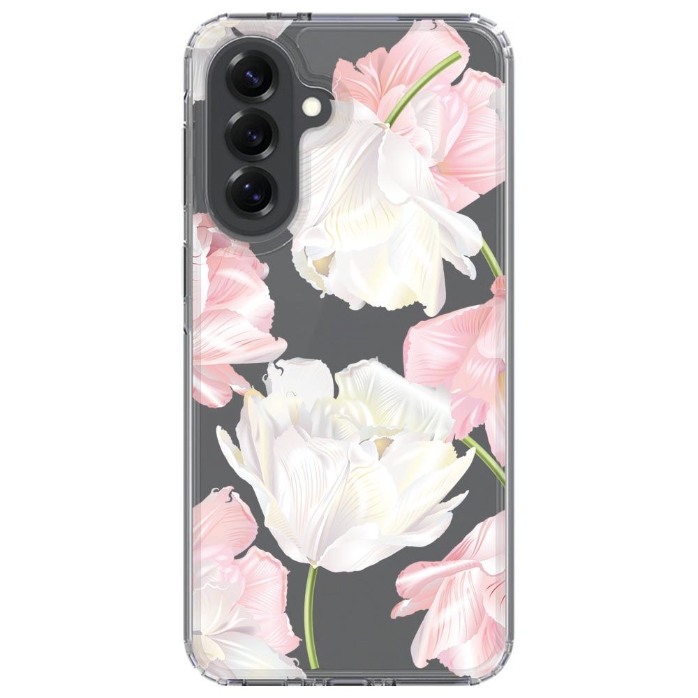 Samsung Galaxy A57 Lovely Flowers hoesje schuin van opzij met verhoogde cameraranden