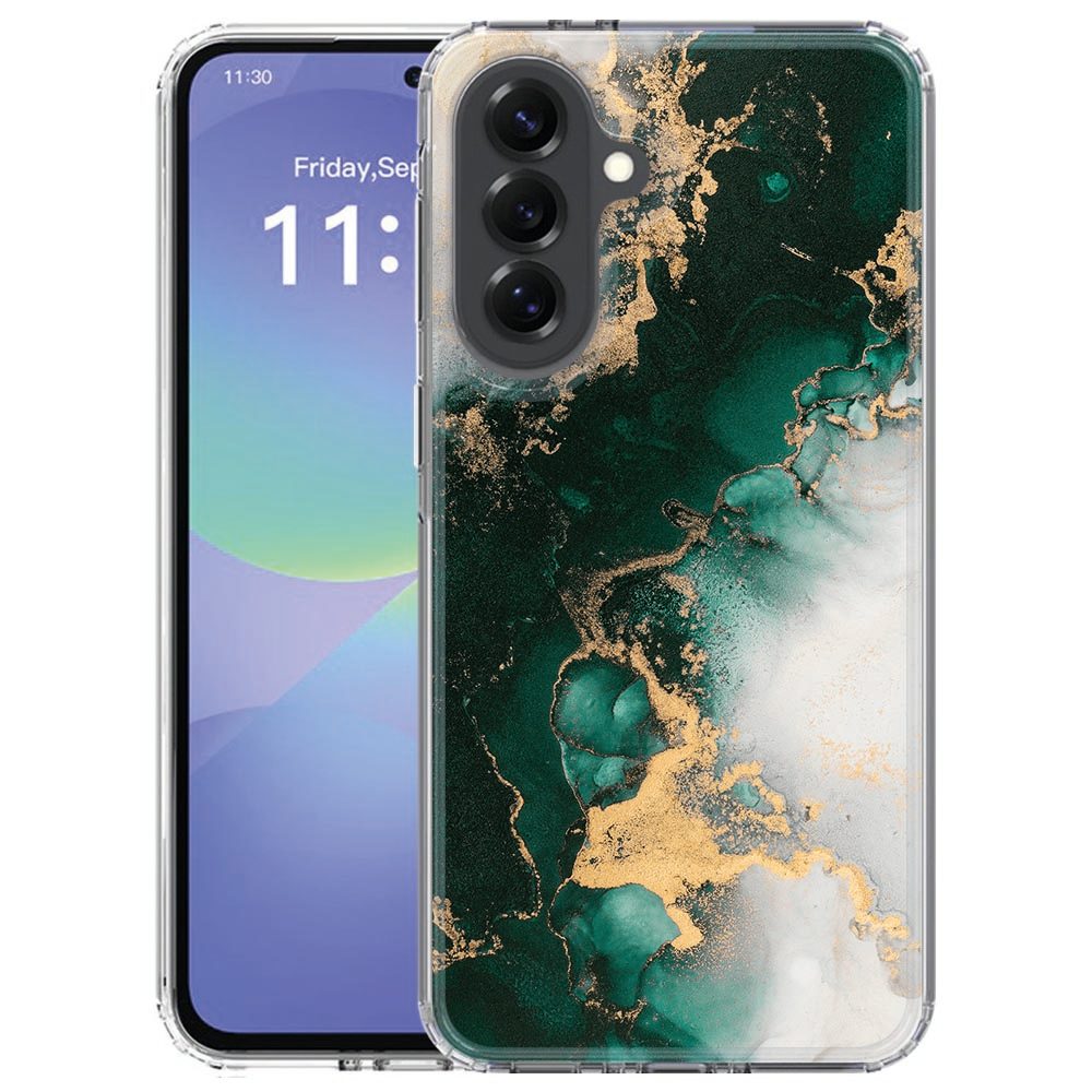 Samsung Galaxy A57 softcase hoesje Marmer Groen, achterkant met groen-wit marmerpatroon