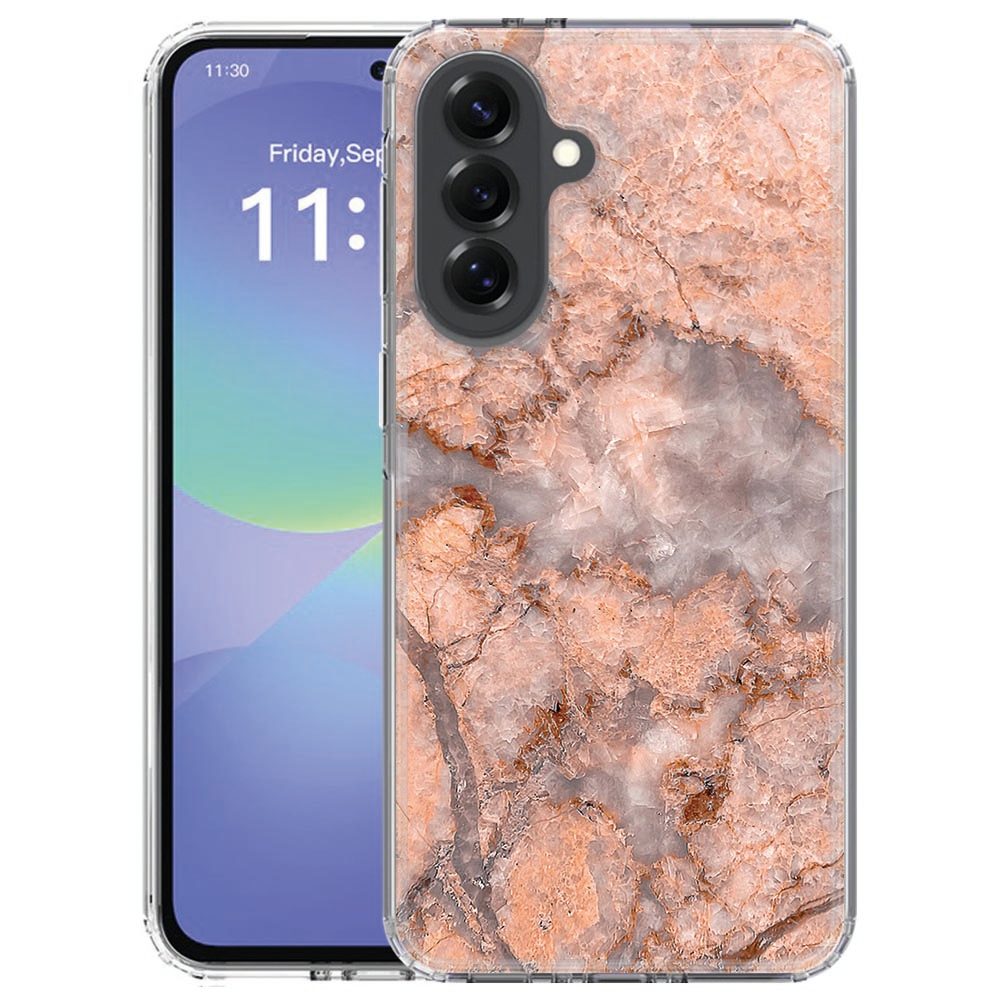 TPU hoesje Marmer Oranje voor de Samsung Galaxy A57 met warmoranje marmerprint op de achterkant