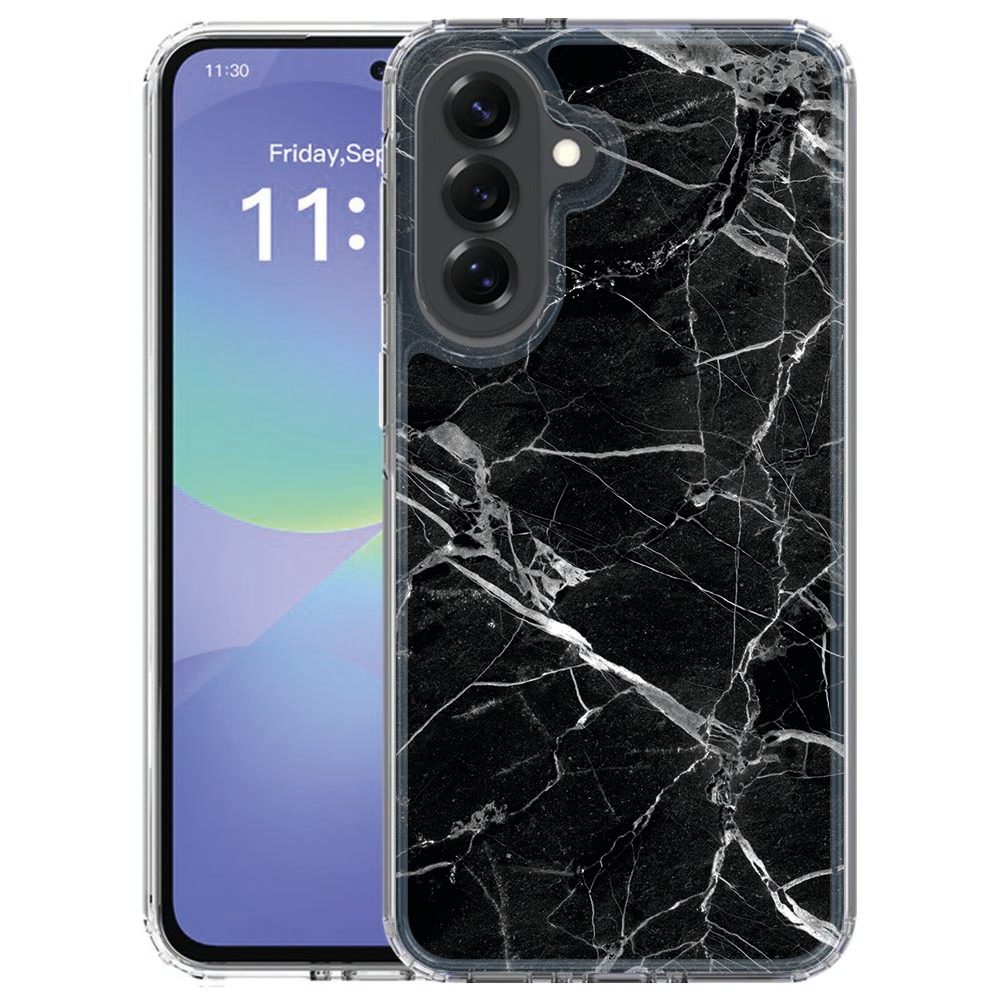 Achterkant van het Samsung Galaxy A57 TPU hoesje met Marmer Zwart design