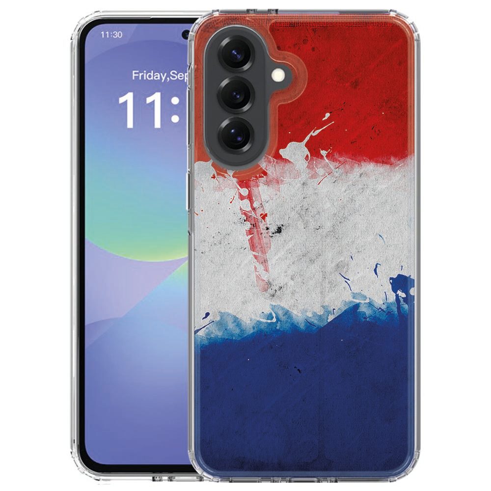 Samsung Galaxy A57 TPU hoesje met Nederland vlagdesign, gezien vanaf de achterkant
