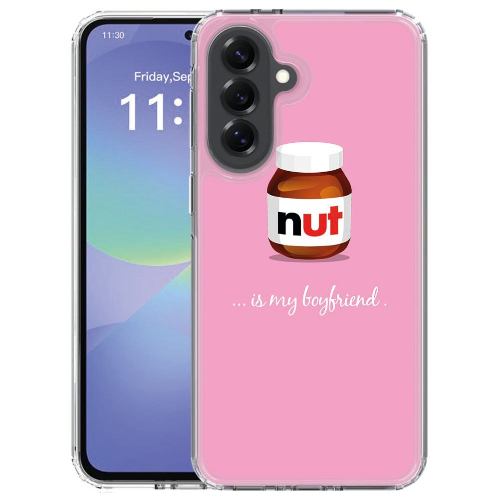 Roze Nut Boyfriend print op de achterkant van een Samsung Galaxy A57 siliconen hoesje