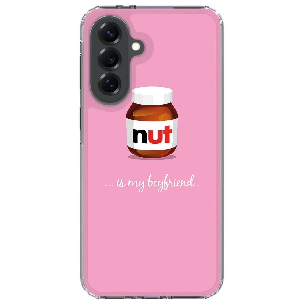 Samsung Galaxy A57 met Nut Boyfriend hoesje, schuin van opzij bekeken