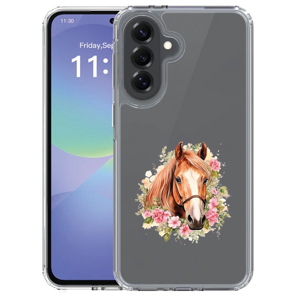 Samsung Galaxy A57 hoesje Paard schuin van opzij met doorzichtige zijkant