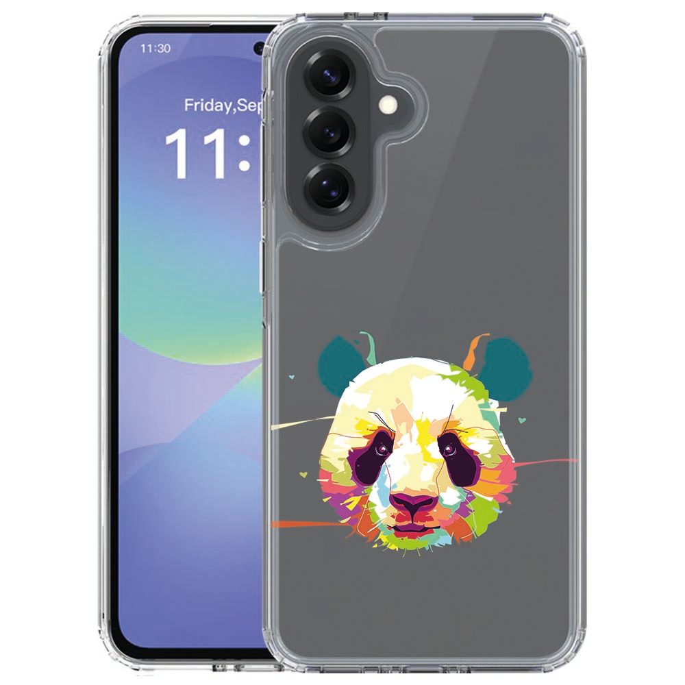 Samsung Galaxy A57 TPU hoesje Panda Color met zwart-witte panda illustratie, achteraanzicht