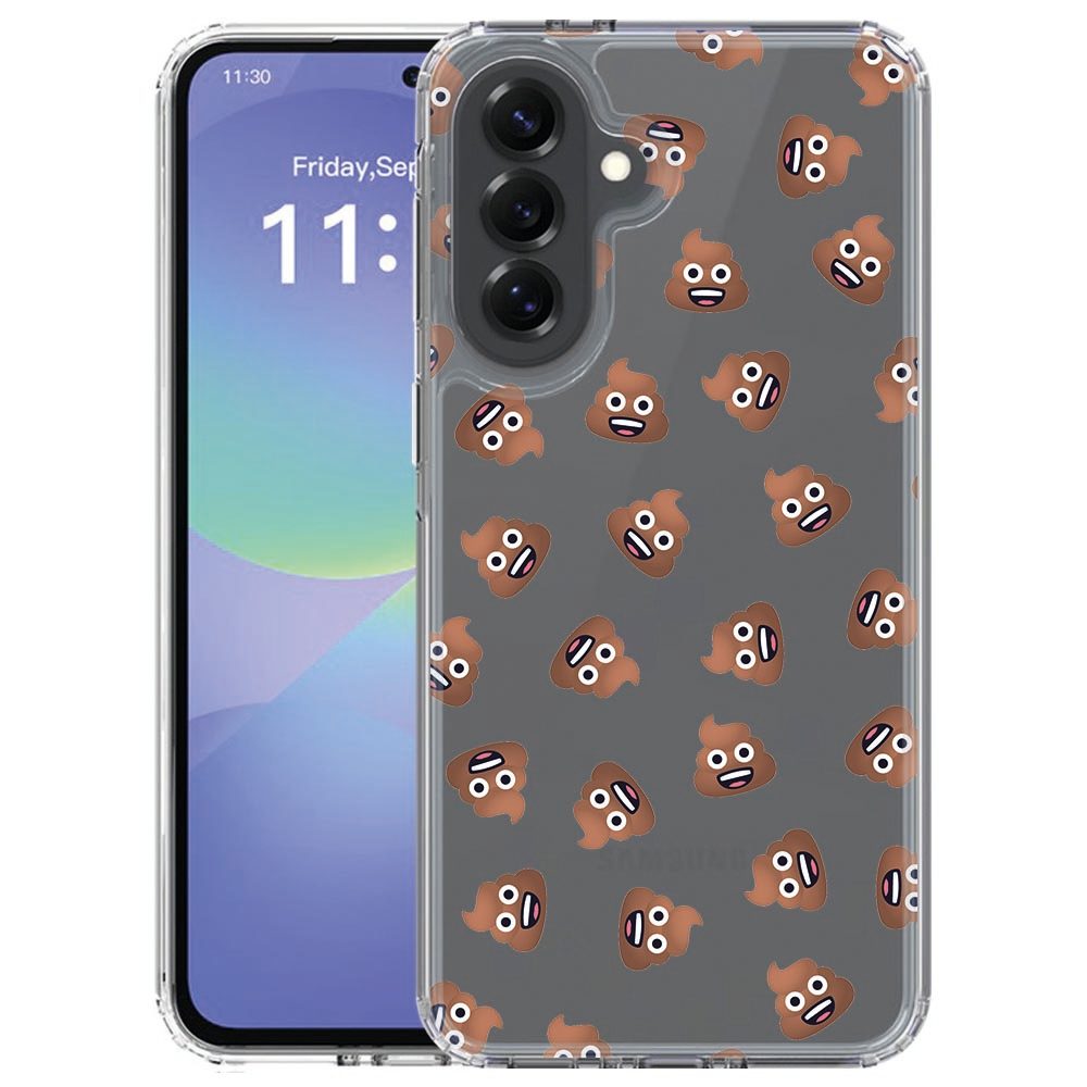 Samsung Galaxy A57 back cover hoesje met Poep Emojis patroon over de hele achterkant