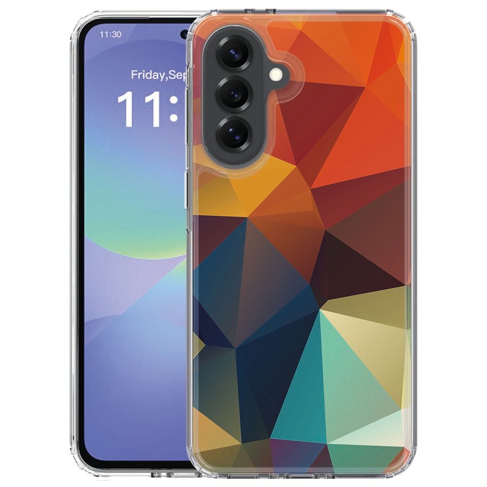 Back cover hoesje Samsung Galaxy A57 Polygon Color met meerkleurig geometrisch vlakkenpatroon
