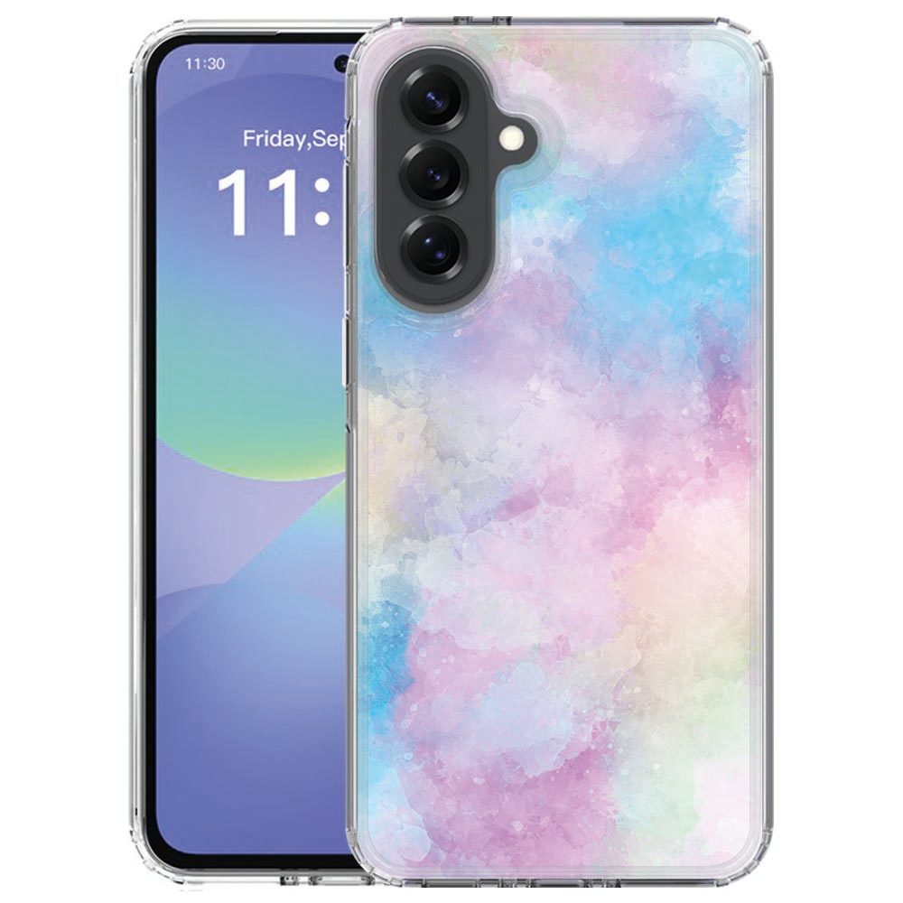 Siliconen hoesje Samsung Galaxy A57 met Watercolor Light aquarelprint in roze en blauw
